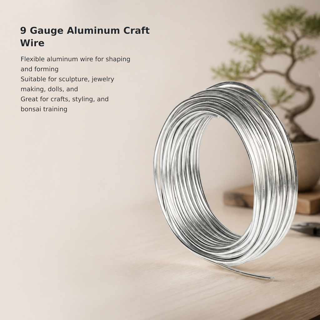 9-Gauge Aluminum Craft Wire – 3 mm × 50 Feet
